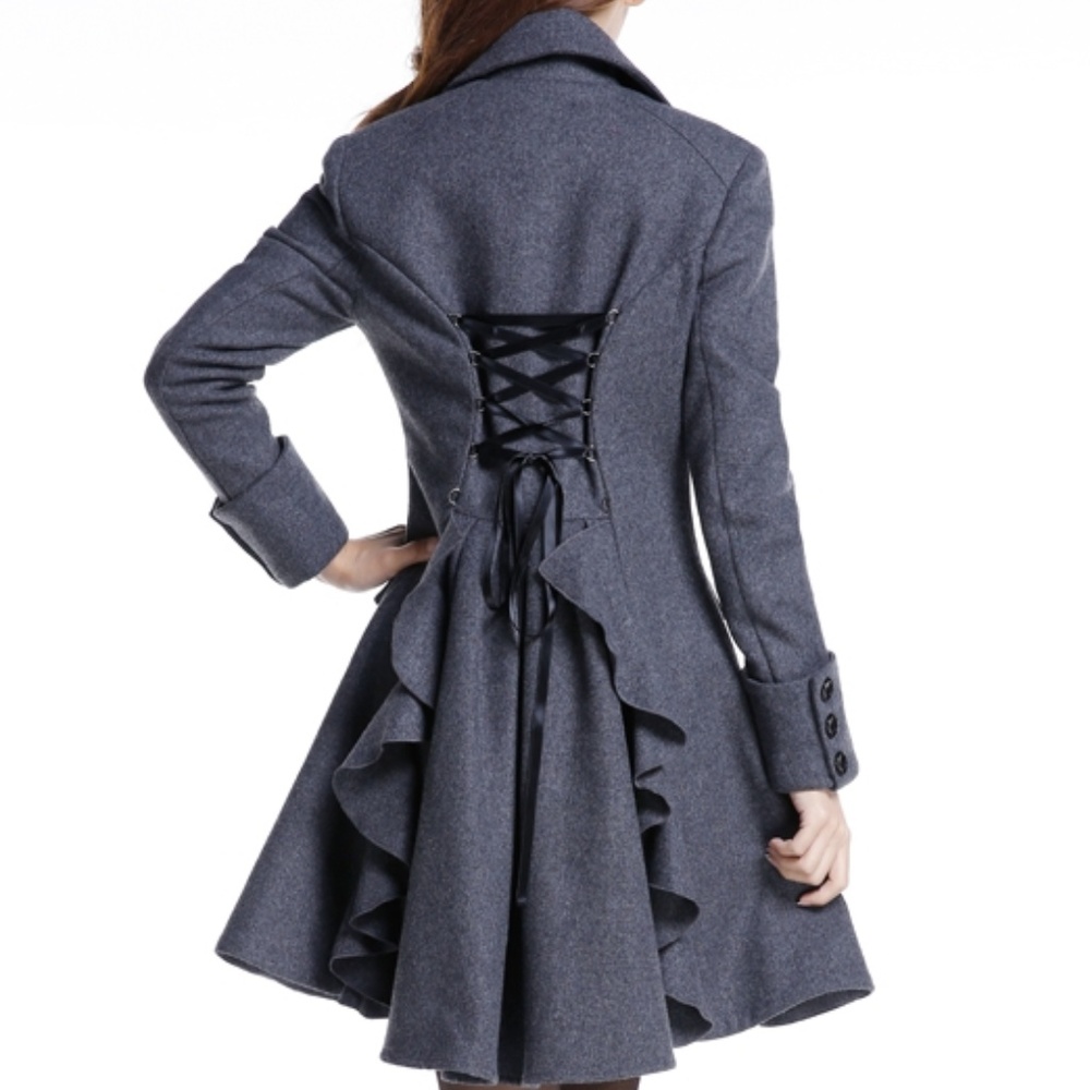 💥LAST ONE💥 Double Breasted Corset Lace Coat PLUS - Picture 2 of 6